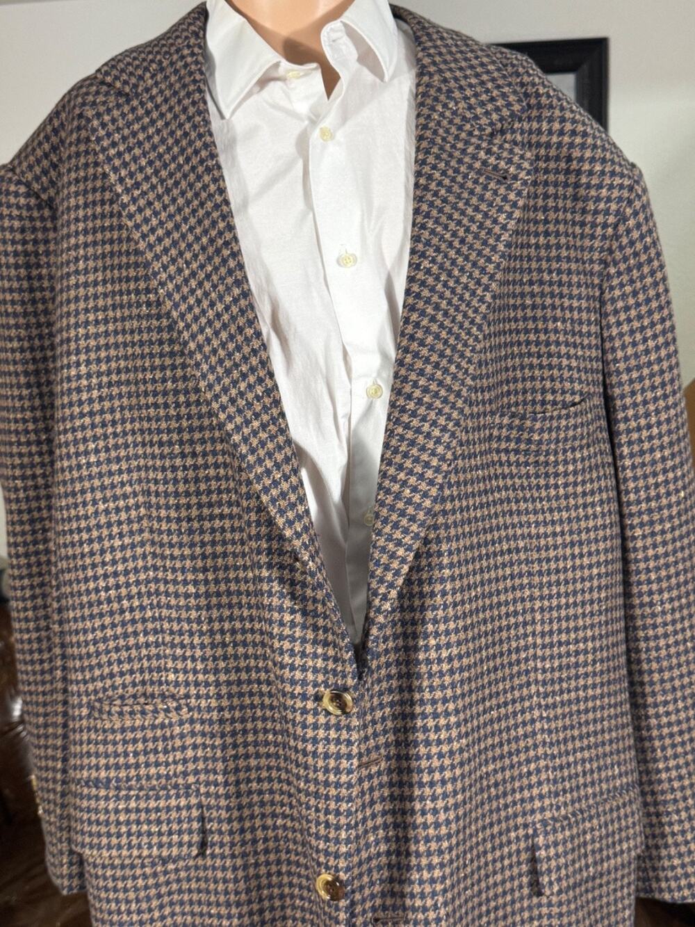 Brunello Cucinelli Houndstooth 64 54RUS Wool Cashmere Tweed Flannel XXXL Blazer
